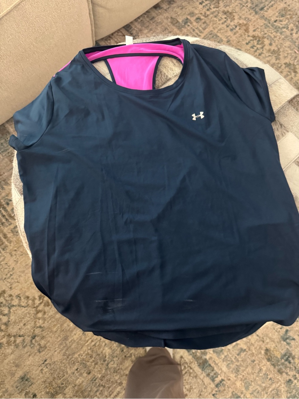 Under Armour Navy Short-Sleeve Performance Tee set Pink Inner Panel XL lot of 2